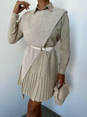 Willow Belted Shirt Dress With Cross Knitwear