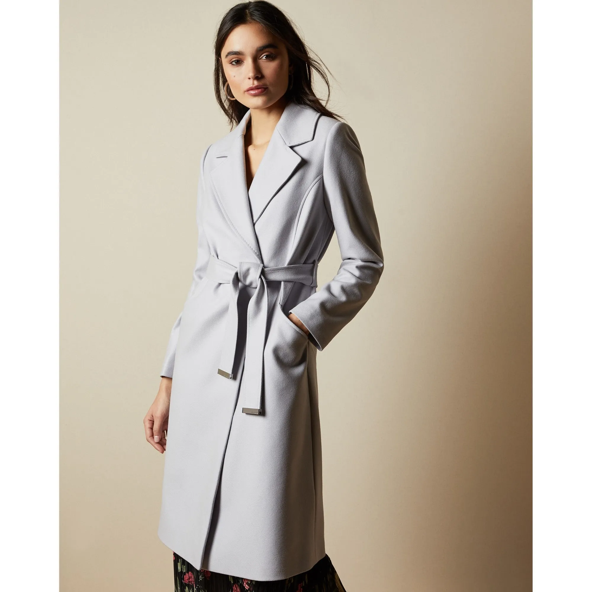 Women Stexa-Long Collared Wool Coat - Lilac