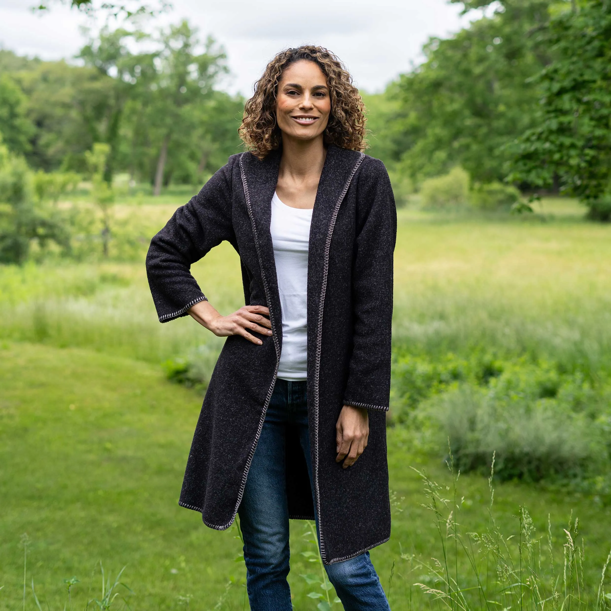 Women's Heather Fleece Open Coat