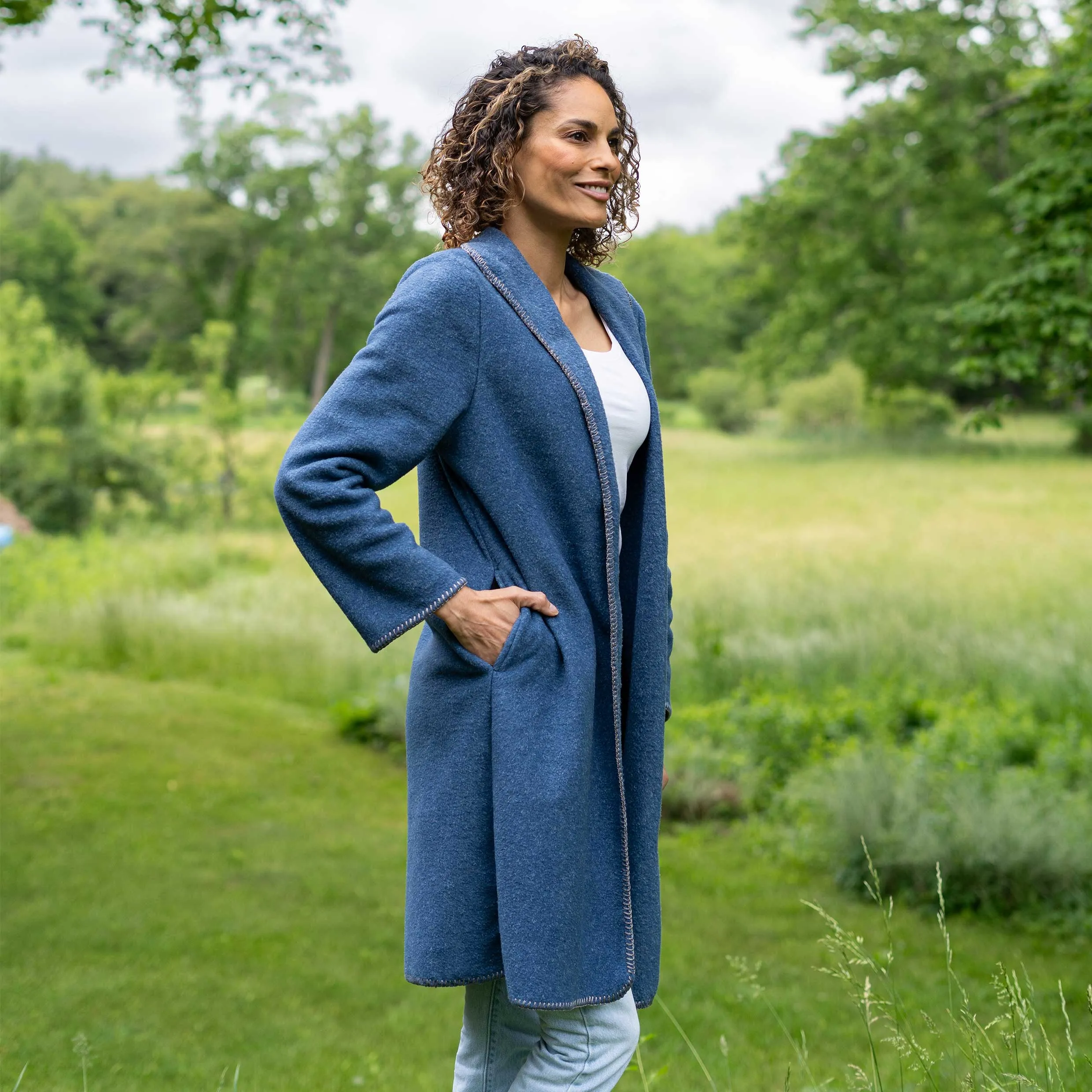 Women's Heather Fleece Open Coat